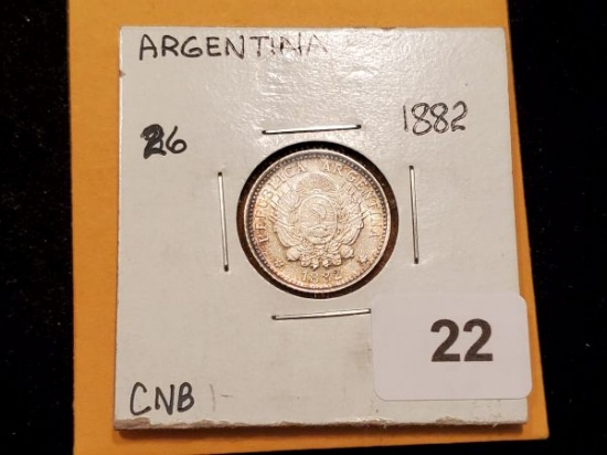 Gorgeous AU-UNC 1882 Argentina silver 10 centavos