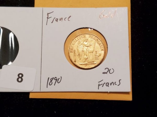 GOLD! France 1890-A gold 20 francs