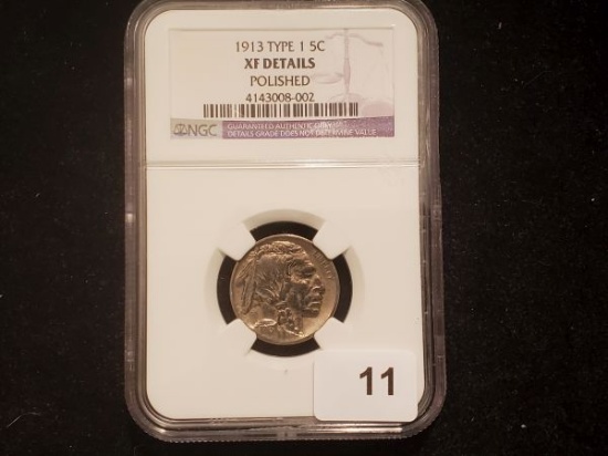 NGC 1913 Type 1 Buffalo Nickel in Extra Fine - details condition