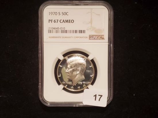 NGC silver 1970-S Kennedy Half Dollar in Proof 67 CAMEO