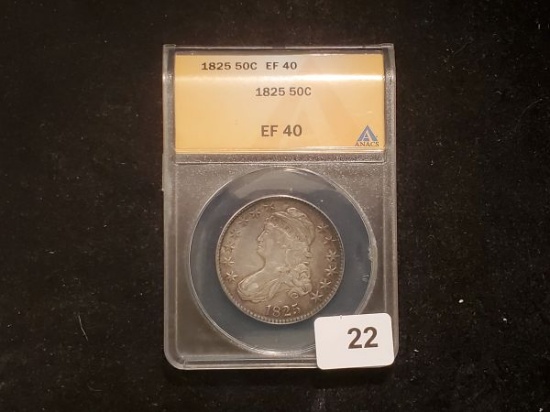 **ANACS 1825 Capped Bust Half Dollar in Extra Fine 40