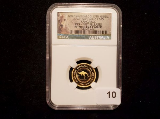 GOLD! NGC gold Kangaroo 2014 Australia PF 70 UCAM!