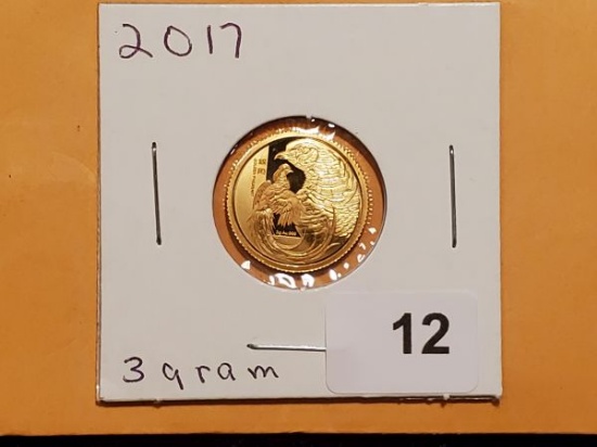 GOLD! 2017 Golden Pheasant 3 gram gold piece