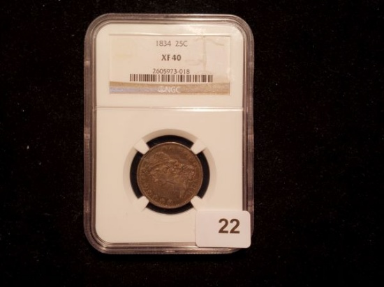 NGC 1834 Capped Bust Quarter in Extra Fine 40