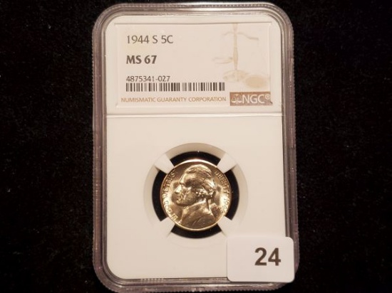 NGC 1944-S Silver Jefferson Wartime Nickel in MS-67