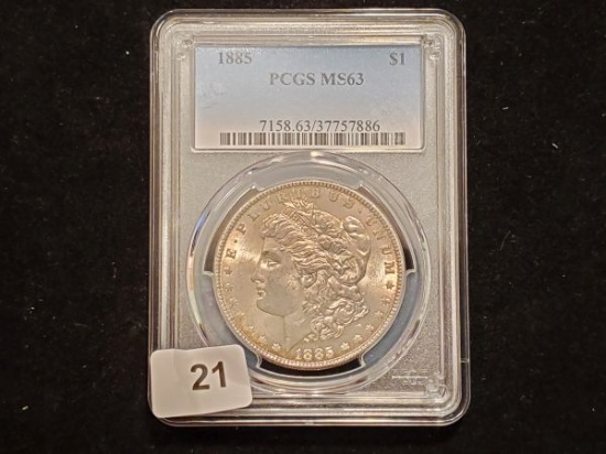 PCGS 1885 Morgan Dollar in MS-63