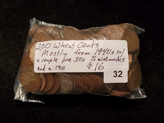 Bag of 200 Wheat cents