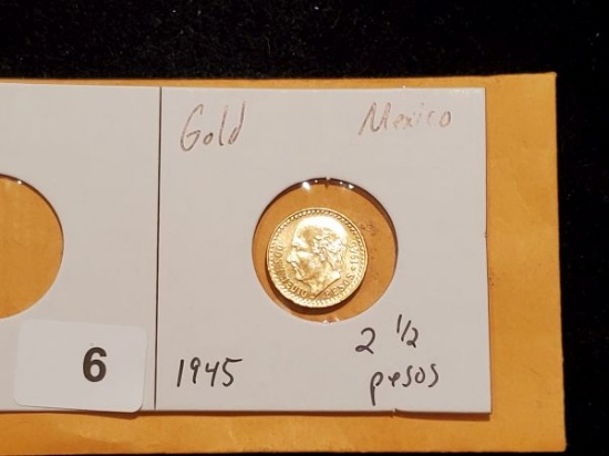 GOLD! Mexico 1945 gold 2 1/2 pesos