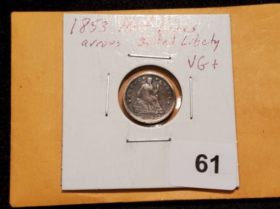 And a decent 1853 Seated Liberty Half Dime