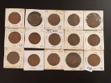 Group of 15 Great Britain pennies