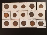 Group of 15 Canadian Large Cents