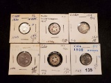 Six Silver Cuban coins