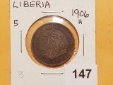 1906 Liberia One Cent