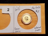 GOLD! 2005 Australia $15 Lunar Series Rooster Gold Colorized Coin