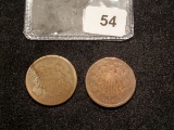 1867 and 1864 Two Cent pieces