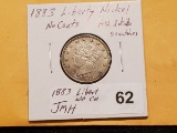 Nice 1883 No Cents Liberty V Nickel in About Uncirculated details
