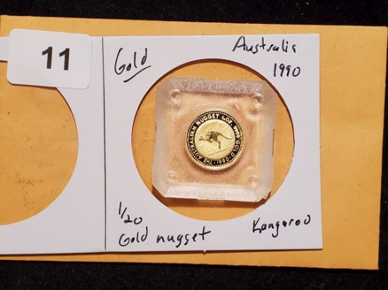 GOLD! Perth Mint 1990 Australia 1/20 Gold Nugget