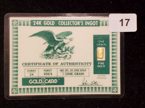 GOLD! 24k Gold Collector's Ingot