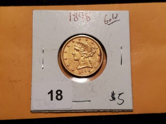 GOLD! 1898 Liberty Head $5 gold Half-Eagle
