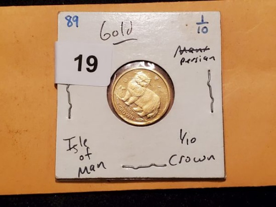 GOLD! 1989 gold Isle of Man 1/10 Crown