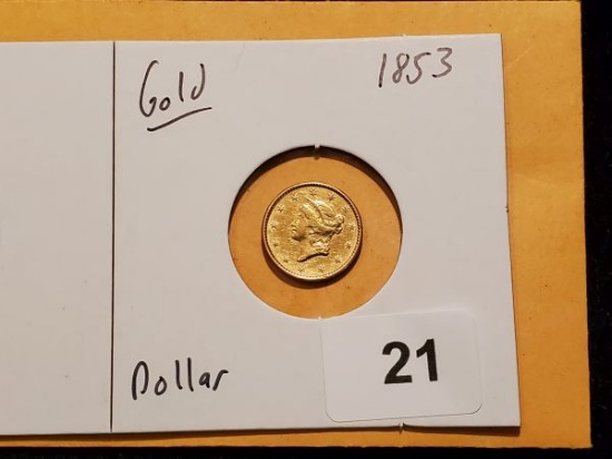GOLD! Type 1 1853 gold Dollar