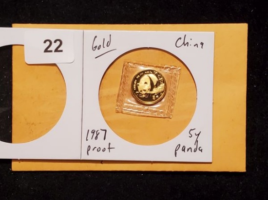GOLD! China 1987 5 yuan gold Proof Panda