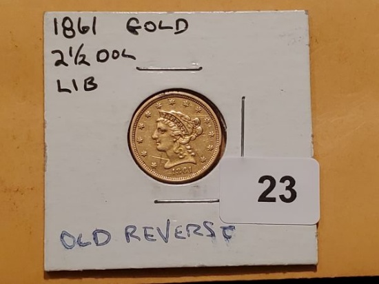 GOLD! Civil War Era 1861 gold $2.5 dollar Quarter Eagle