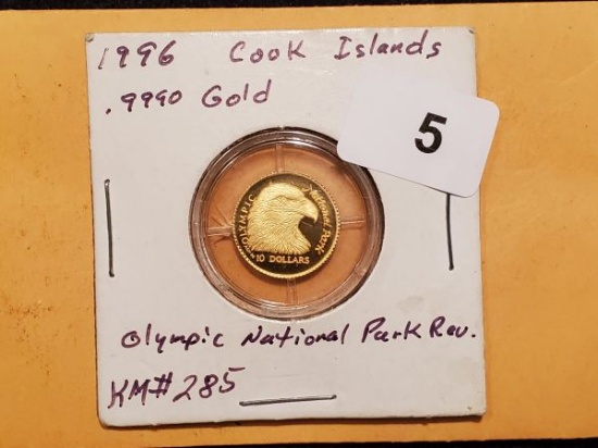 GOLD! 1996 Cook Islands $10 Olympic National Park