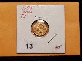 GOLD! 1873 Open Three Type 3 One Dollar