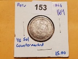 Cool 1866 Peru 1/5 sol counterstamped