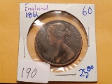 Very nice looking 1861 England one penny
