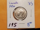 Silver Canada 1950 twenty-five cents