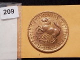 LARGE GERMAN 1923 10,000 MARK NOTGELS WITH A HORSE ON THE REVERSE