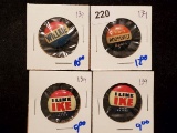 4 political campaign pinbacks