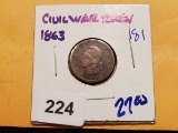 1863 Civil War token 