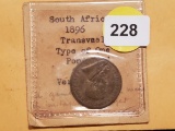 South Africa 1896 Transvaal type of pond gold in brass
