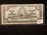 SERIES OF 1937 ONE DOLLAR CANADIAN BANK NOTE