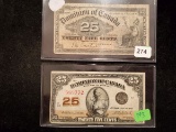 TWO SERIES OF 1923 CANADIAN 25 CENT FRACTIONAL NOTES