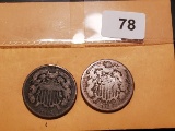 1864 and 1865 Two cent pieces