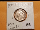Semi-Key 1920-S Buffalo Nickel in Very Fine 30