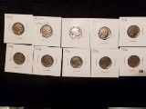 Ten Better Grade Buffalo Nickels