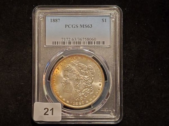 PCGS 1887 Morgan Dollar in MS-63