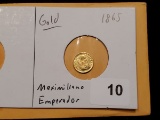 GOLD! Mexico 1865 Maximiliano Emperador