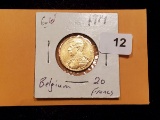 GOLD! Belgium 1914 Uncirculated 20 francs