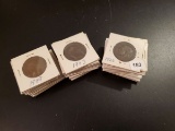 Stack of thirty British pennies
