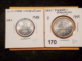 Two 1948 St Pierre and Miqueln Coins