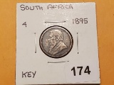 **KEY DATE** 1895 South Africa silver 6 pence