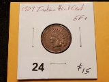 1907 Indian cent in Extra Fine plus condition
