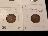 Four more nice Indian cents