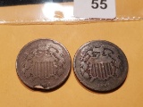 Two more 1864 Two Cent pieces